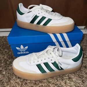 Adidas Samba White and Green Sneakers
